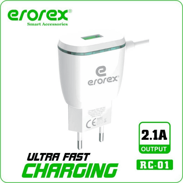 Charger Erorex RC-01
USB TRAVEL FAST CHARGER 
High Quality