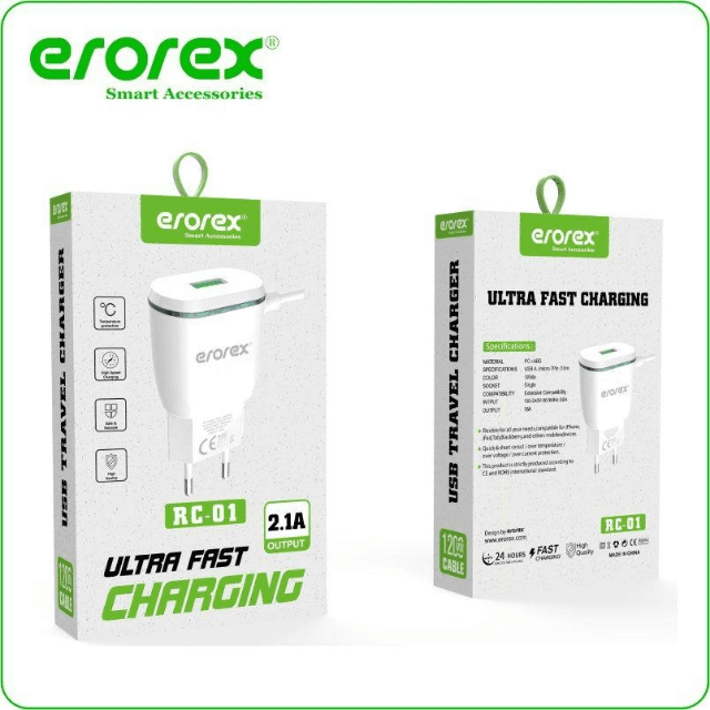 Charger Erorex RC-01
USB TRAVEL FAST CHARGER
High Quality